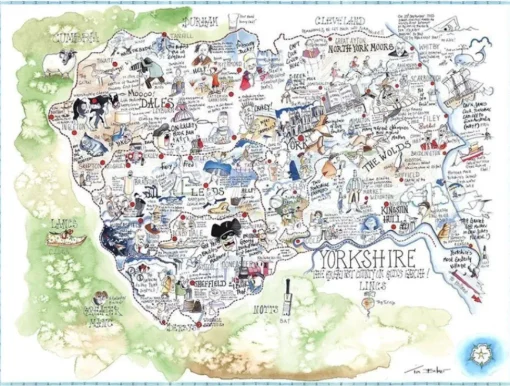 All Jigsaw Puzzles - AJP10725 - Yorkshire Map (Tim Bulmer) - 1000 Piece