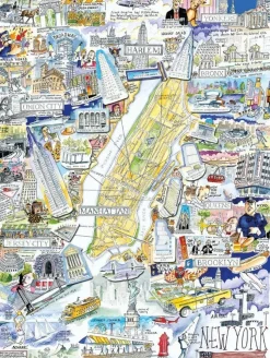 All Jigsaw Puzzles - New York Map (Tim Bulmer) - 1000 Piece