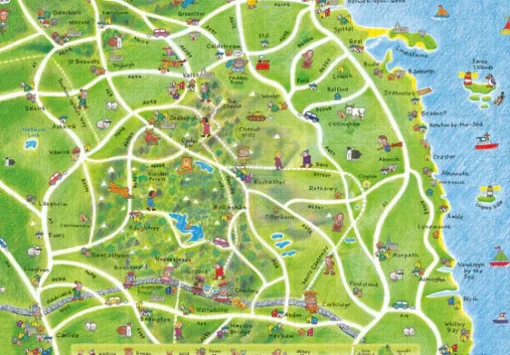 Cardtoons - Northumberland and the Borders Lap Map Jigsaw - 1000 Piece