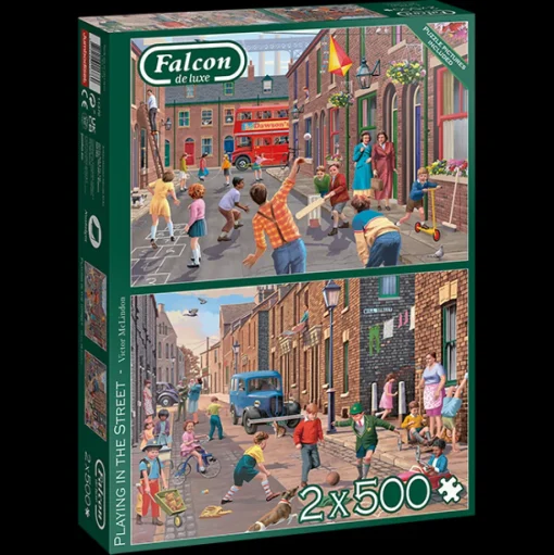 Falcon/Jumbo - 11376 - Playing in the Street (Victor McLindon) - 2 x 500 Piece Puzzles