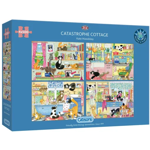 Gibsons - 5062 - Catastrophe Cottage (Kate Mawdsley) - 4 x 500 Piece Puzzles