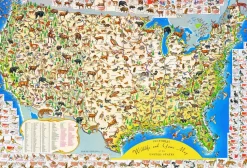 New York Puzzle Company - PD632 - Pictorial Wildlife and Game Map of the United States - 2000 Piece