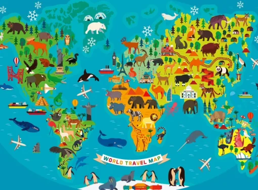 Ravensburger - 13287 - Animal World Map - 150 XXL Piece