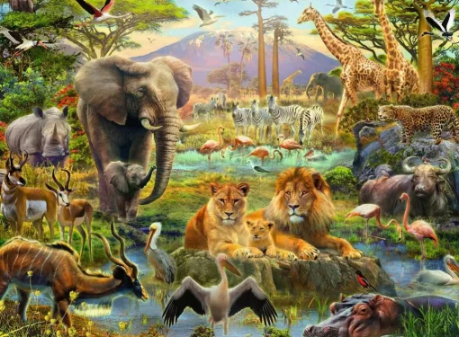 Ravensburger - 12891 - Animals of the Savanna (Jan Patrik Krasny) - 200 XXL Piece