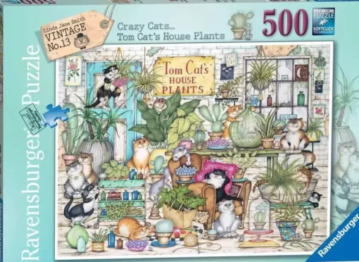 Ravensburger - 17519 - Crazy Cats - Tom Cat`s House Plants (Linda Jane Smith) - 500 Piece