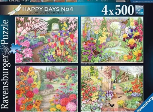 Ravensburger - 17139 - Happy Days No4 - Glorious Gardens (Anne Searle) - 4 x 500 Piece Puzzles
