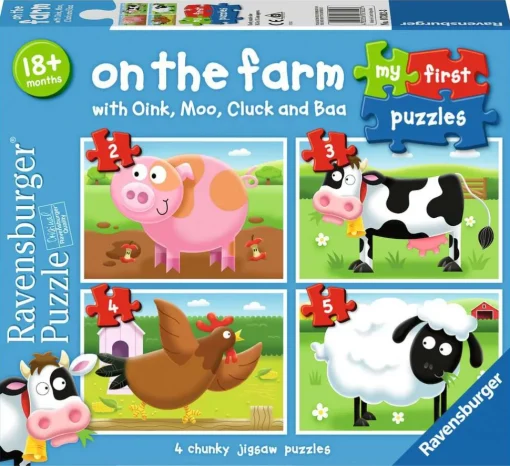 Ravensburger - 07302 - On the Farm - My First Puzzles - 1 x 2, 1 x 3, 1 x 4, 1 x 5 Piece Puzzles