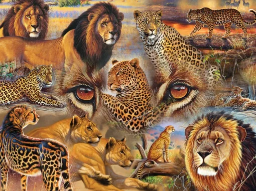Sunsout - 70934 - Big Cats of the Plains (Cynthie Fisher) - 500 Piece
