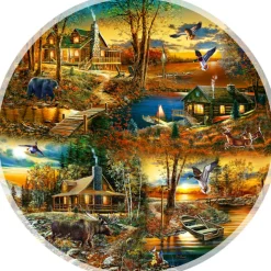 Sunsout - 58662 - Cabins in the Woods (Jim Hansel) - 1000 Piece Circular