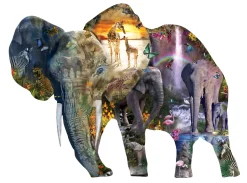 Sunsout - 95015 - Elephant Waterfall (Alixandra Mullins) - 1000 Piece Shaped Puzzle