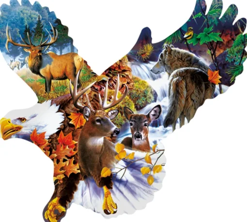 Sunsout - 97278 - Forest Eagle (Jerry Gadamus) - 1000 Piece Shaped Puzzle