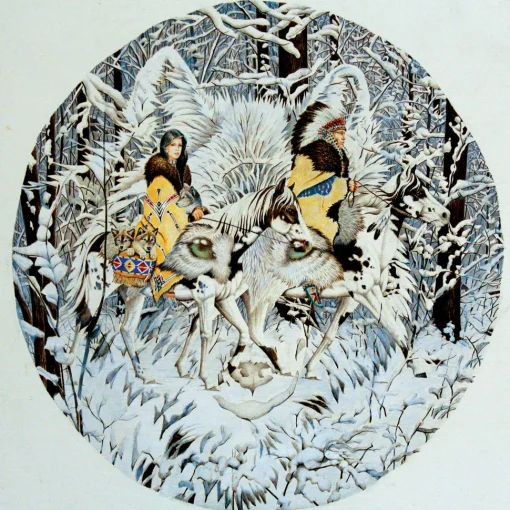 Sunsout - 43001 - Keeper of the Wolf (Diana L. Casey) - 1000 Piece Circular Puzzle