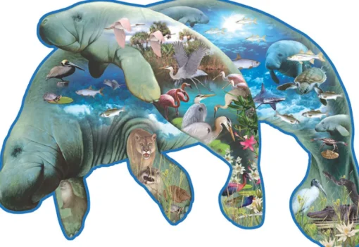 Sunsout - 90265 - Manatees (Dennis Rogers) - 1000 Piece Shaped Puzzle
