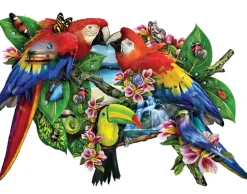 Sunsout - 95278 - Parrots in Paradise (Lori Schory) - 1000 Piece Shaped Puzzle