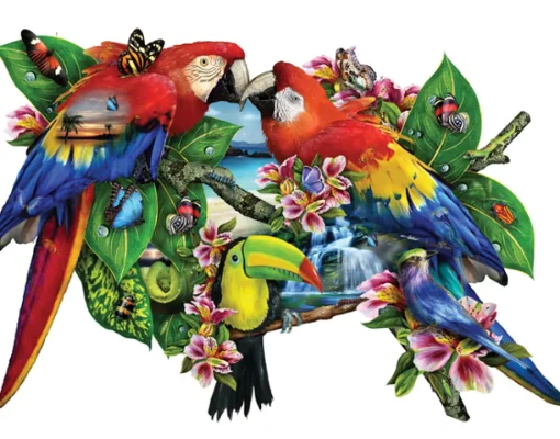 Sunsout - 95278 - Parrots in Paradise (Lori Schory) - 1000 Piece Shaped Puzzle