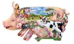 Sunsout - 97077 - Pig Farm (Lori Schory) - 800 Piece Shaped Puzzle