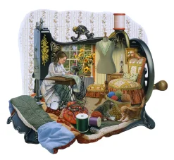 Sunsout - 95072 - Sewing Memories (Russell Cobane) - 1000 Piece Shaped Puzzle