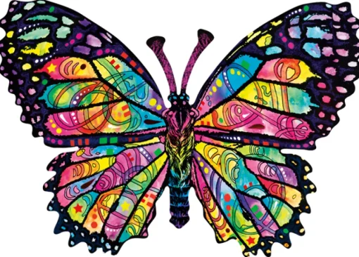 Sunsout - 97260 - Stained Glass Butterfly (Dean Russo) - 1000 Piece Shaped Puzzle