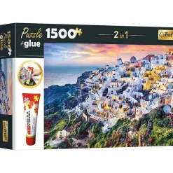 Trefl - 26182 - Beautiful Island of Santorini Greece - 1500 Piece Includes Puzzle Glue