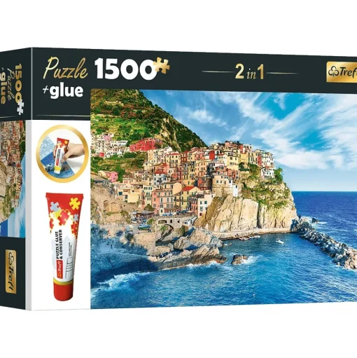 Trefl - 26178 - Manarola ,Liguria, Italy - 1500 Piece Includes Puzzle Glue