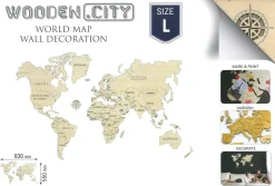 Wooden City - 3D World Map L - World Map Wall Decoration