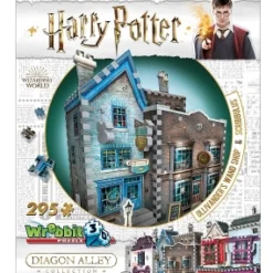 Wrebbit - W3D-508 - Harry Potter -Diagon Alley - Ollivander`s Wand Shop & Scribbulus - 295 Foam-Backed Puzzle Pieces